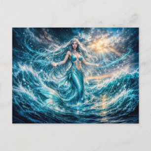 Postal Sirena de Fantasía Dinámica en Mágico Océano Radia
