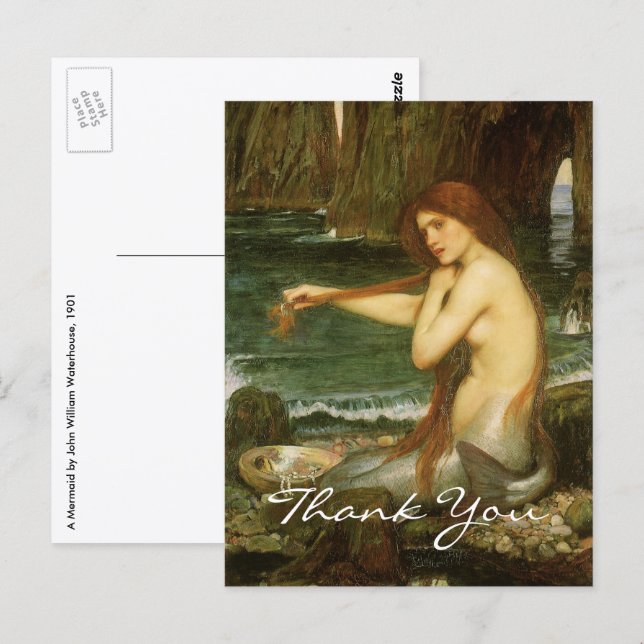 Postal Sirena de John William Waterhouse (Anverso / Reverso)