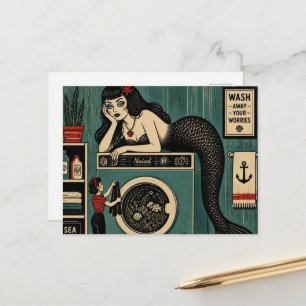 Postal Sirena de mediados de siglo en día de lavado