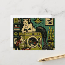 Sirena divertida de mediados de siglo día de lavad