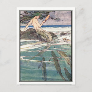 Postal Sirena en la Roca de los Maroners, por Alice B. Wo