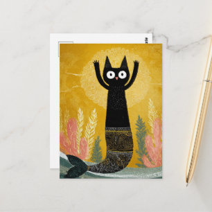 Postal Sirena Gatita Negra Única