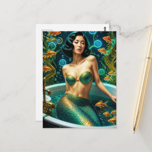Postal Sirena hermosa única en el baño