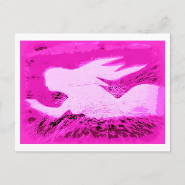 Postal sirena rosa apuntando (Anverso)