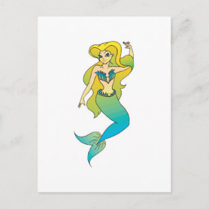Postal sirena rubia bonita