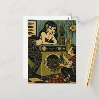 Postal Sirena surrealista de mediados de siglo día de lav