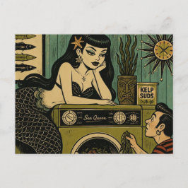 Postal Sirena surrealista de mediados de siglo día de lav