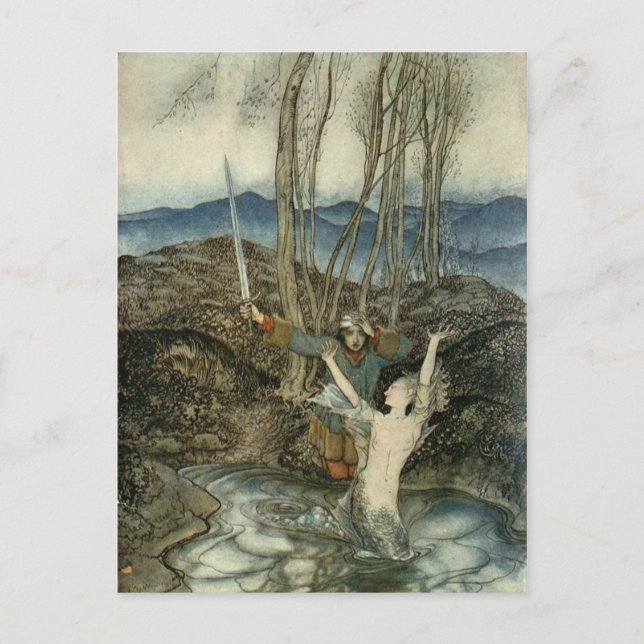 Postal Sirena y espadachín (Anverso)