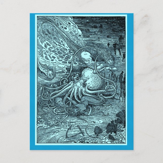 Postal Sirena y pulpo (Anverso)