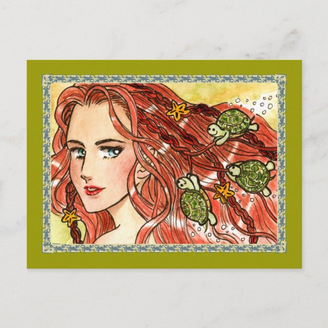 Postal Sirena y tortugas (Anverso)