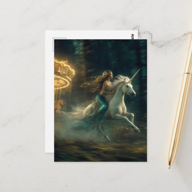 Postal Sirena y Unicornio (Anverso/Reverso In Situ)