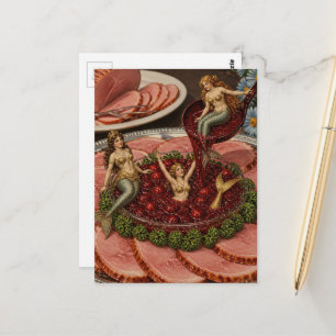 Postal Sirenas Retro nadan en Arándanos