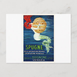 Postal Sirenita Italiana De 1920 Con Publicidad Esponja