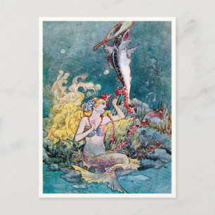 Postal Sirenita vintage de Charles Folkard