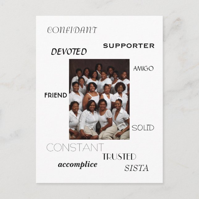 Postal SISTA, AMIGO, AMIGO, CONFIADO, APOYADOR, ACc... (Anverso)