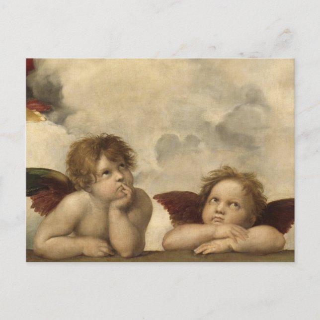 Postal Sistine Madonna Angels por Raphael (Anverso)