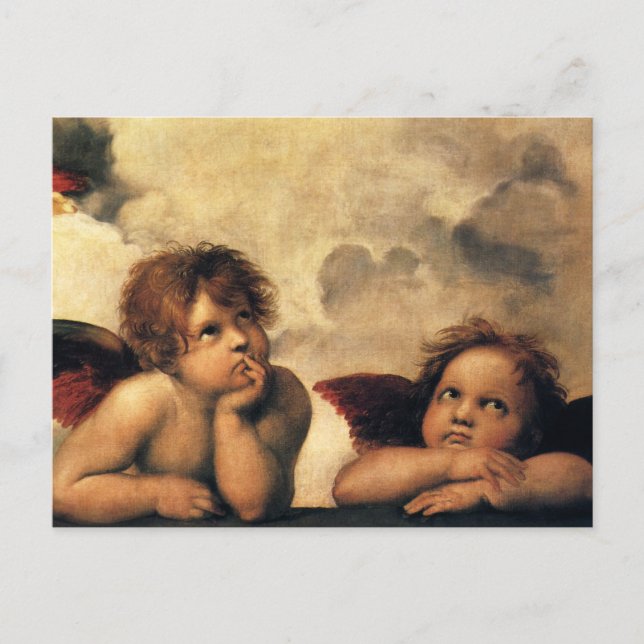 Postal Sistine Madonna Angels por Raphael Sanzio (Anverso)