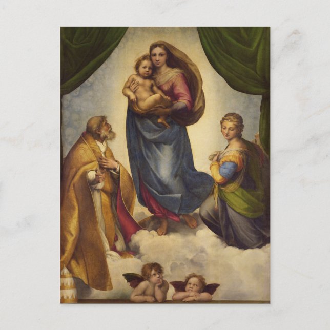 Postal Sistine Madonna por Rapahel (Anverso)