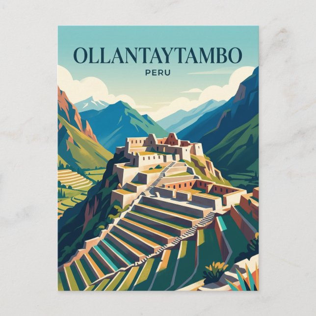 Postal Sitio Arqueológico Ollantaytambo Perú (Anverso)