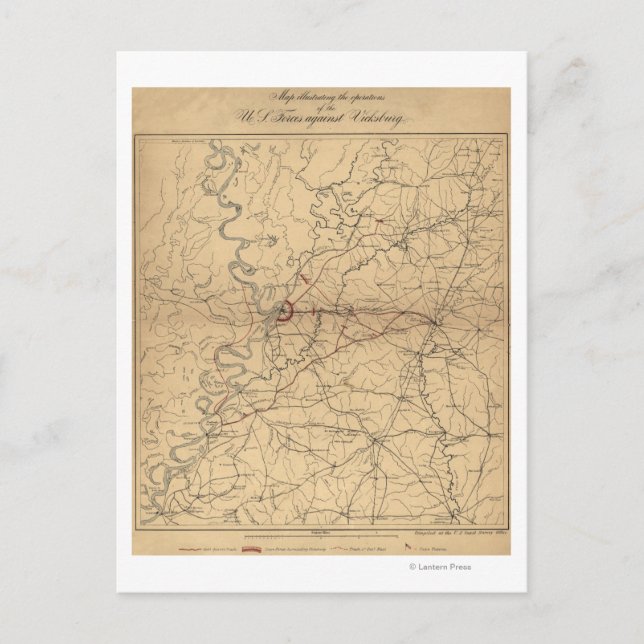 Postal Sitio de Vicksburg - Mapa Panorámico de la Guerra  (Anverso)