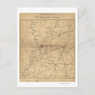 Postal Sitio de Vicksburg - Mapa Panorámico de la Guerra 
