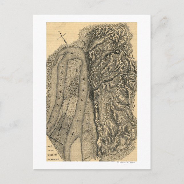 Postal Sitio de Vicksburg - Mapa Panorámico de la Guerra  (Anverso)