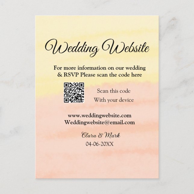 Postal sitio web de boda agregar código Q R escanear agre (Anverso)