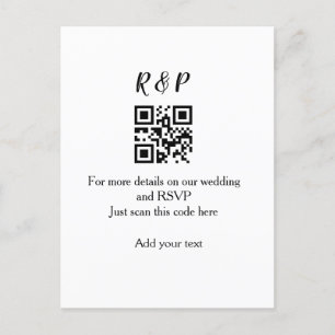 Postal sitio web de boda rsvp q r código agregar nombre t