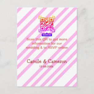 Postal SITIO WEB DE BODAS QR rosa nombre fecha moderno co