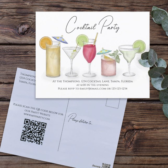 Postal Sitio web de fiesta de código QR de cócteles de ac (Subido por el creador)