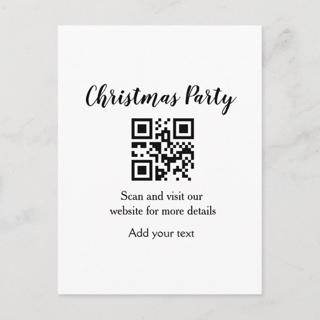 Postal Sitio web de fiesta de Navidad simple código de ba (Anverso)