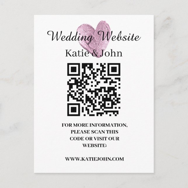 Postal Sitio Web del boda Agregar nombre Texto Código QR  (Anverso)