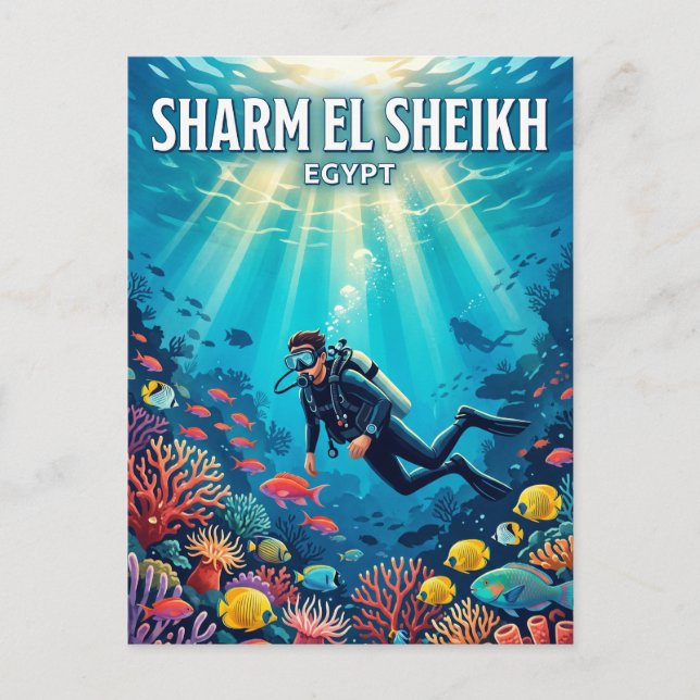 Postal sitios de buceo en Sharm El Sheikh Egipto (Anverso)