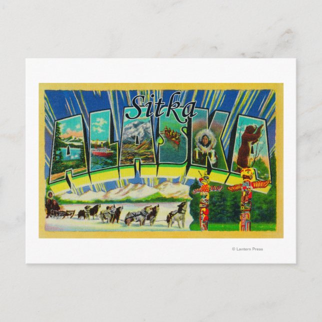 Postal Sitka, AlaskaEscenas de letras grandesSitka, AK (Anverso)