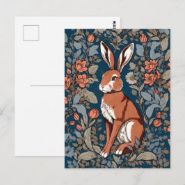 Postal Sitting Hare William Morris Inspiren Floral