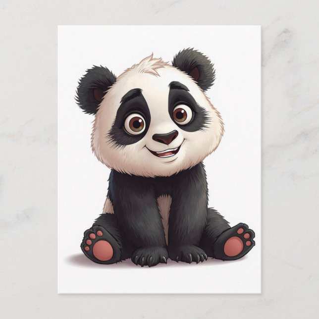Postal Sitting Panda Bear Cartoon Illustration Artwork (Anverso)