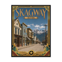 Skagway Alaska Arte Deco Antiguo Edad Dorada