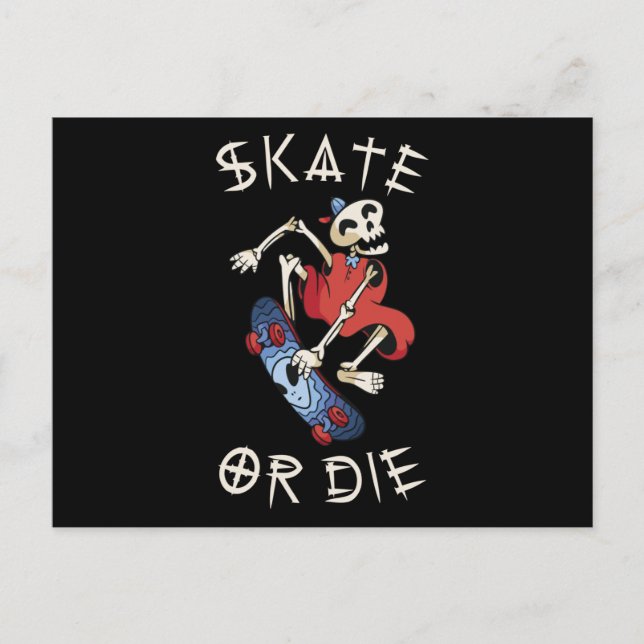 Postal Skate or die Grim Reaper Skeleton Skateboarder (Anverso)