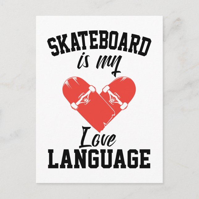 Postal Skateboard es mi lenguaje de amor - Funny Skateboa (Anverso)