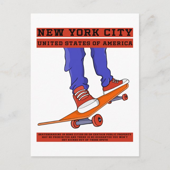 Postal Skateboard Guay de Nueva York (Anverso)
