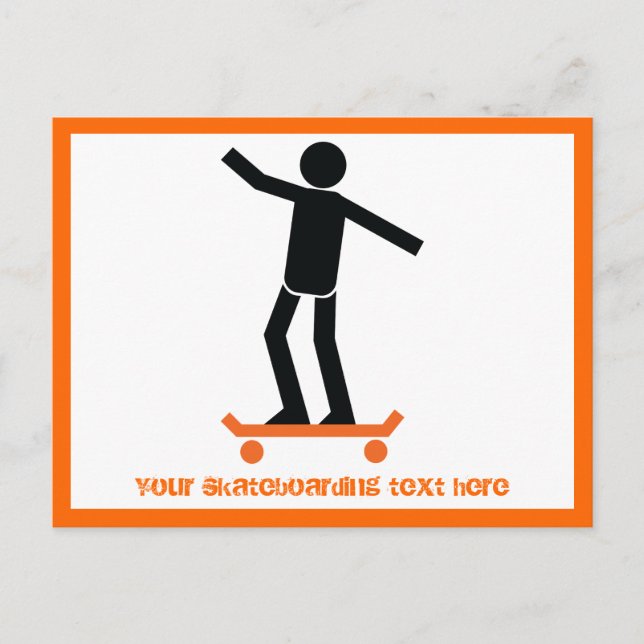 Postal Skateboarder en su personalizado de patineta (Anverso)