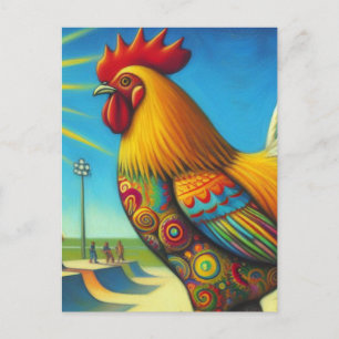 Postal Skateboarding Colorful and Fun Rooster
