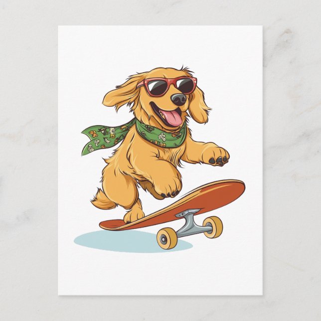 Postal Skateboarding para perros Golden Retriever (Anverso)