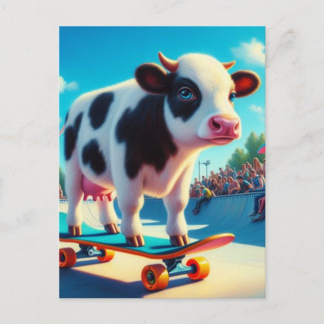 Postal Skateboarding Surreal Dairy Cow (Anverso)