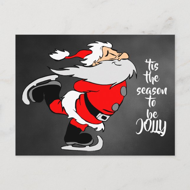 Postal Skating Cartoon Santa Claus "tis the season  (Anverso)
