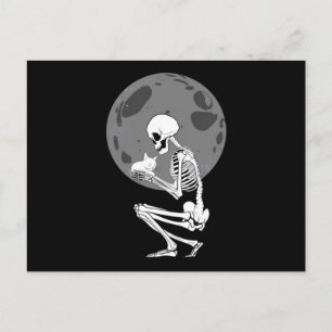 Postal Skeleton Cat Skull Kitty Cute Gótico Halloween