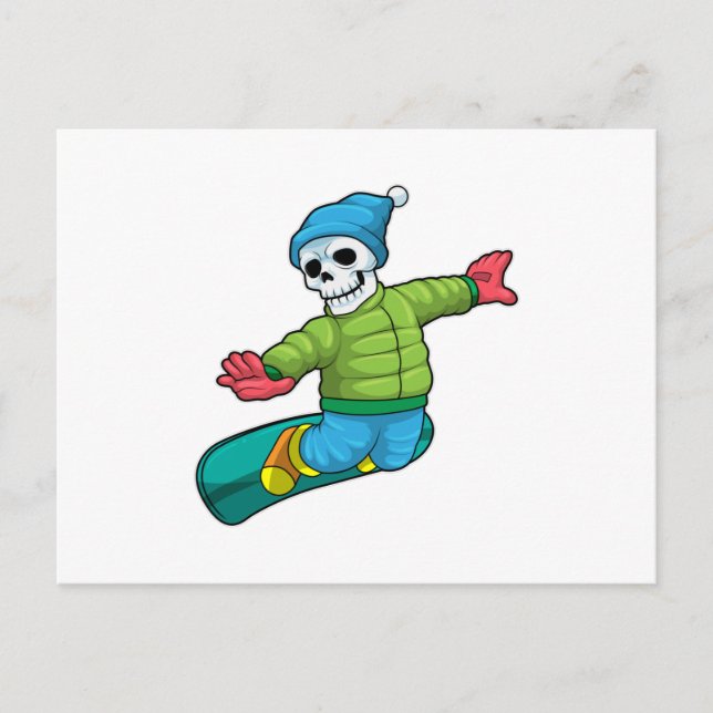 Postal Skeleton como Snowboard con snowboard (Anverso)
