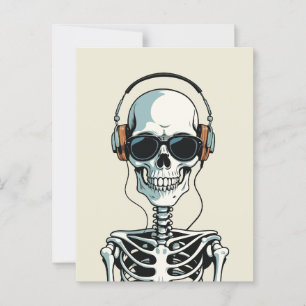 Postal Skeleton con auriculares