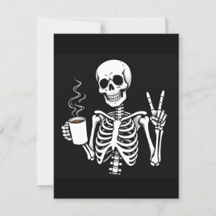 Postal Skeleton con café