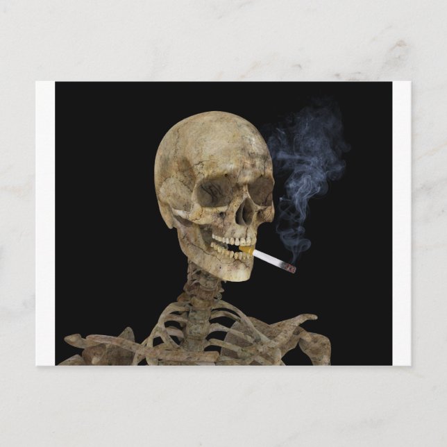 Postal Skeleton con cigarrillo (Anverso)